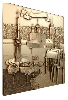 Art panel (Temple and chapel, PD_0366) 3D models for cnc